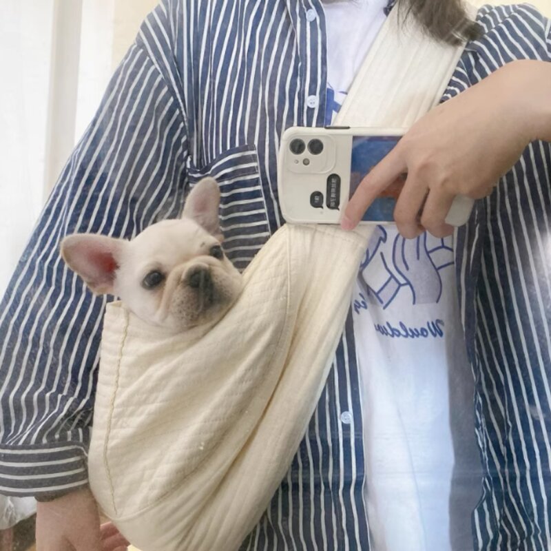 설아네 꿀살림 강아지 고양이 애견 슬링백 소형 중형 대형 여름 백팩 아이보리 캐리어 이동 가방 산책 숄더백 백팩 포대기, S