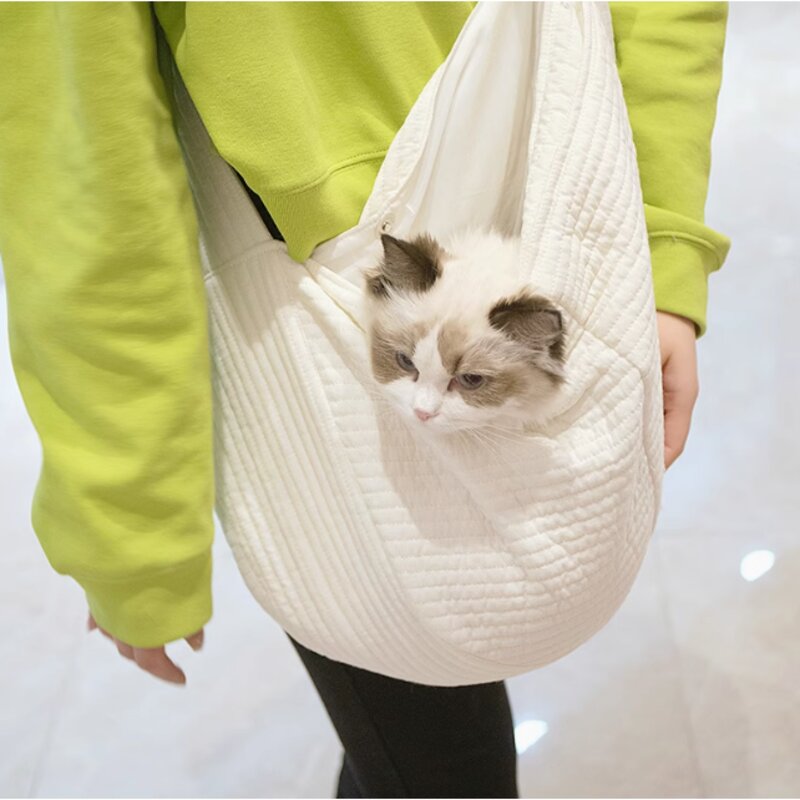 설아네 꿀살림 강아지 고양이 애견 슬링백 소형 중형 대형 여름 백팩 아이보리 캐리어 이동 가방 산책 숄더백 백팩 포대기, S