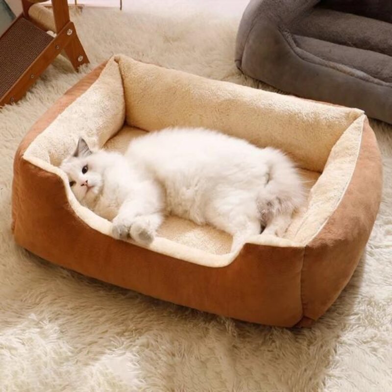 강아지 방석 고양이하우스 쿠션 매트 침대 텐트 담요 애완견 둥지 소형 대형 애완동물 소파 편안한 개 따뜻한 사각형 새끼 수면 용품, 8) Pink Nest - M, 없음