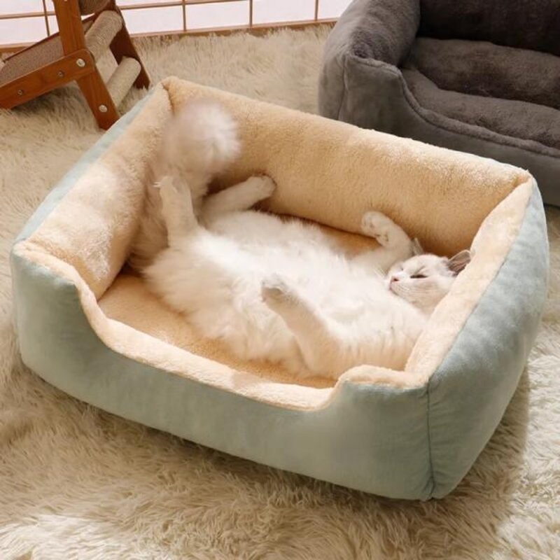 강아지 방석 고양이하우스 쿠션 매트 침대 텐트 담요 애완견 둥지 소형 대형 애완동물 소파 편안한 개 따뜻한 사각형 새끼 수면 용품, 8) Pink Nest - M, 없음