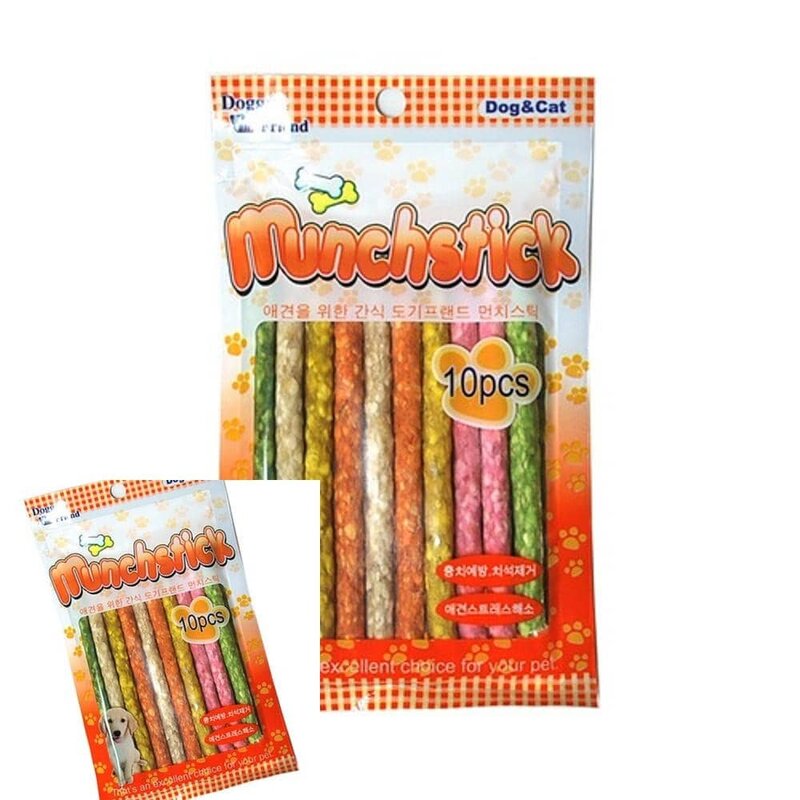MF04 칼라먼치껌 10P 노령견껌 강아지우유껌 강아지먼치껌