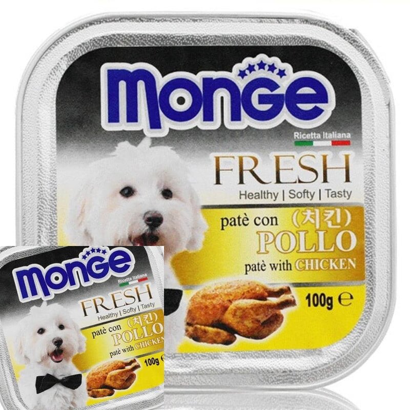 MF04 MONGE 사각캔 치킨 100G 강아지간식 애견영양식 소형견간식