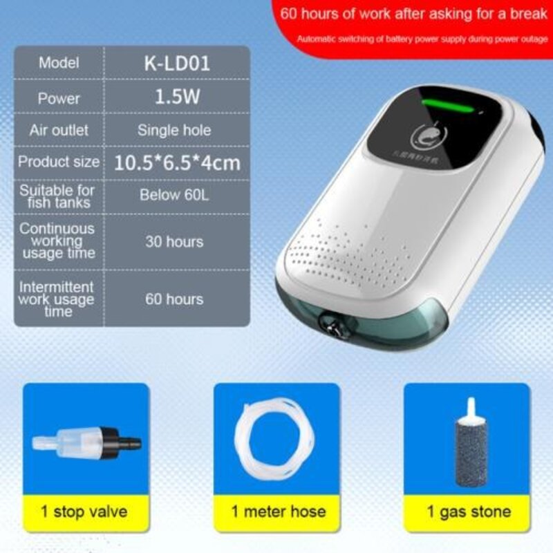 수중 모터 USB 충전 휴대용 수족관 에어 펌프 배터리 작동 어항 에어레이터 야외 낚시용 위탁 배송, 2) 2600, 없음
