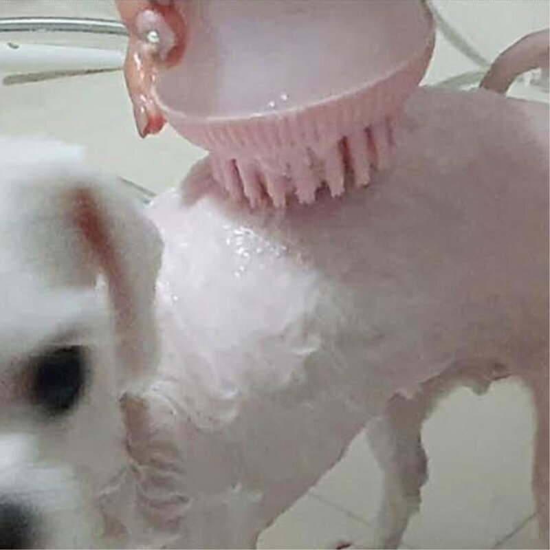 샴푸통 일체형 실리콘 목욕 브러쉬 반려견빗 헤어, 블루