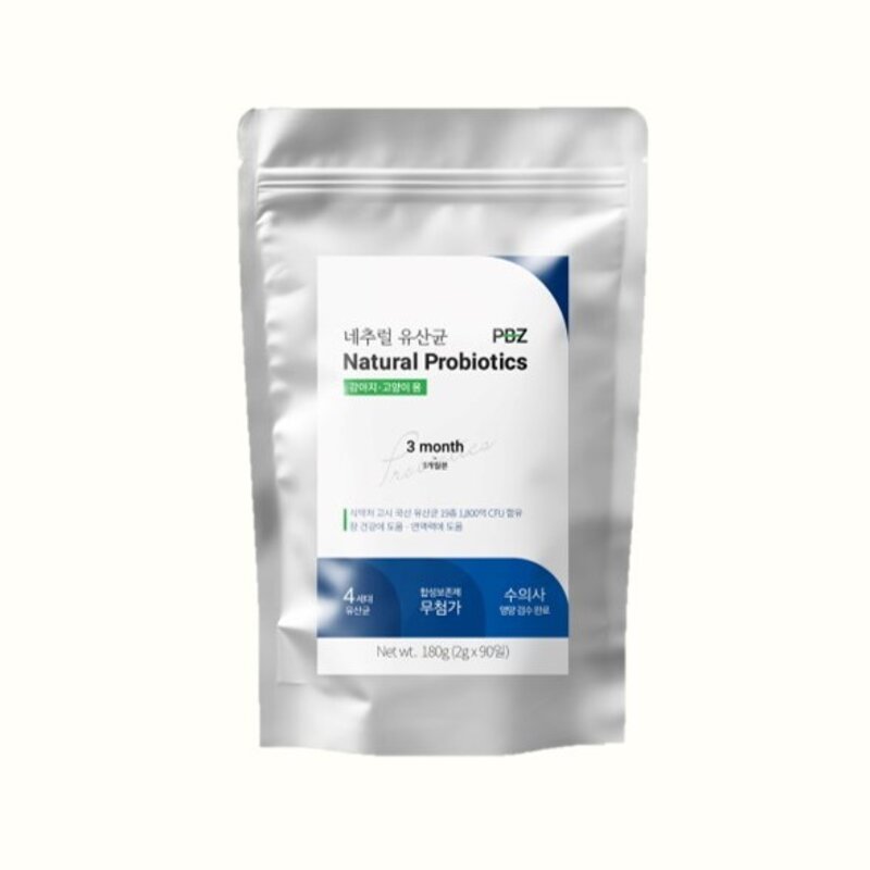 PBZ 반려동물 네추럴 생유산균 19종 1800억 CFU 180g 3개월분 장건강, 장/유산균, 1팩, 무색무시무취