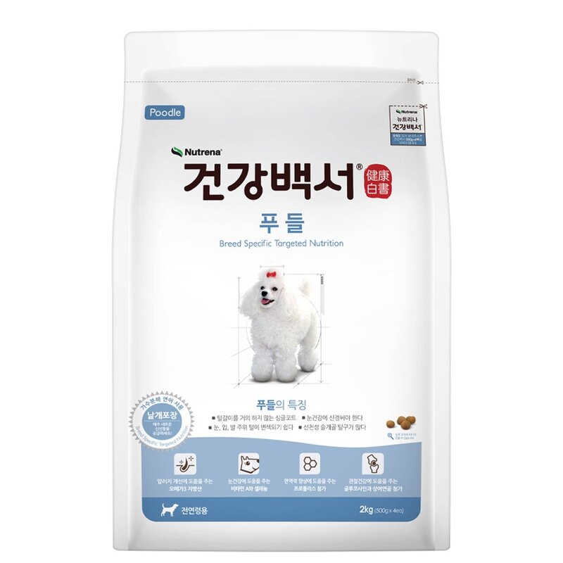 건강백서 전연령 푸들 건식사료, 오메가3, 1.2kg, 1개