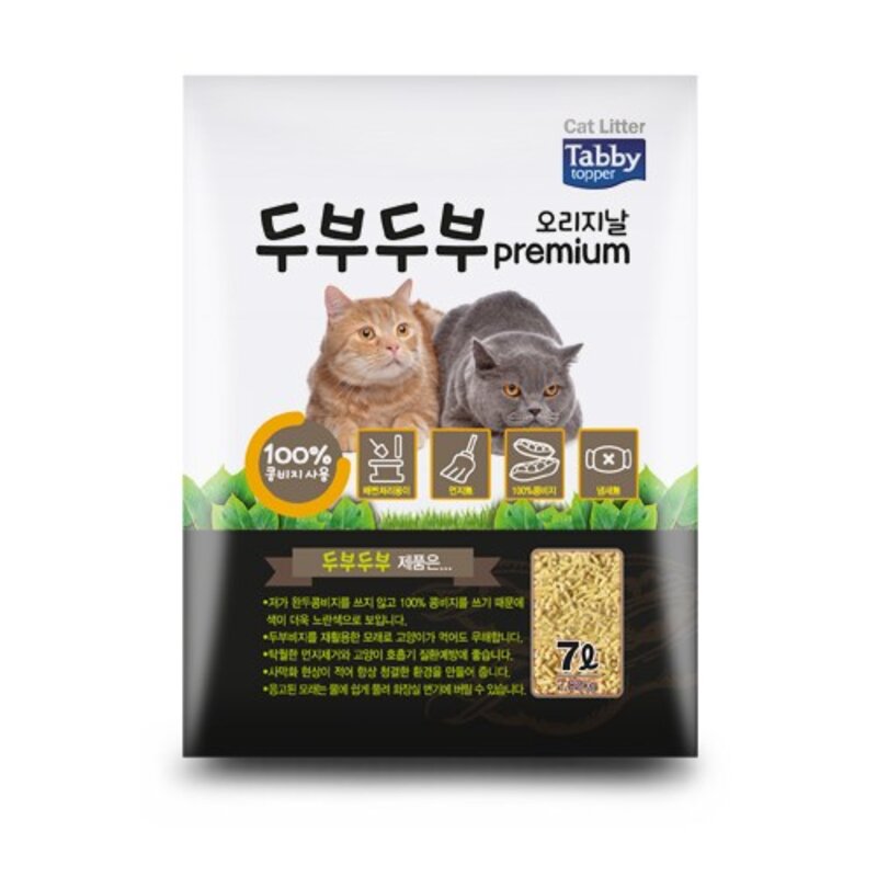 테비토퍼 두부두부 고양이 모래 녹차, 7L, 6개