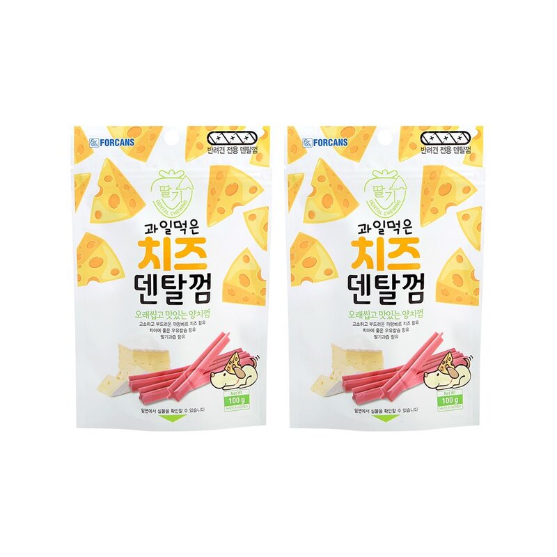 포켄스 과일먹은 치즈덴탈껌, 딸기, 100g, 2개