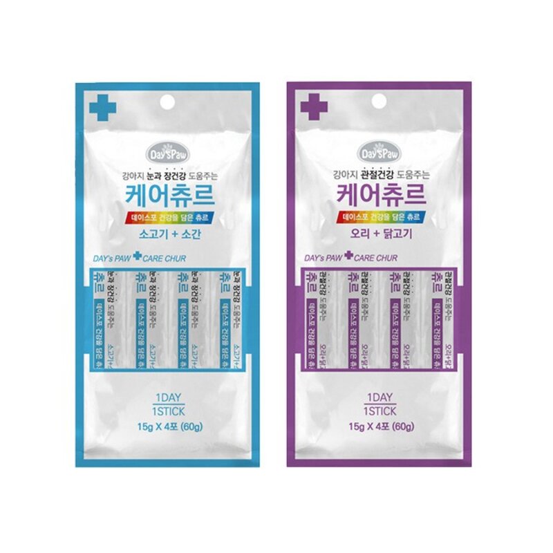 데이스포 강아지 케어 츄르 15g x 30p, 오리 + 닭 혼합맛, 450g, 1개