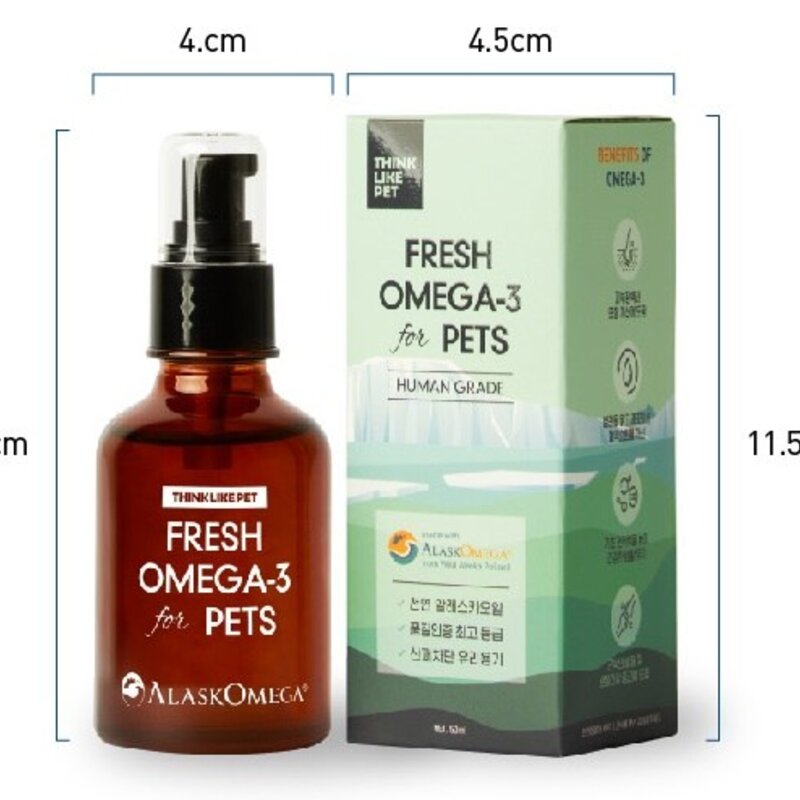 씽크라이크펫 반려동물 알래스카 프레시 영양제 50ml, 오메가3, 1개, 눈물개선/눈건강
