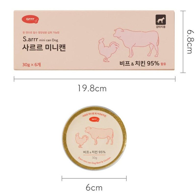 아르르 강아지 사르르 미니캔 독 30g 6p, 치킨, 180g, 1개