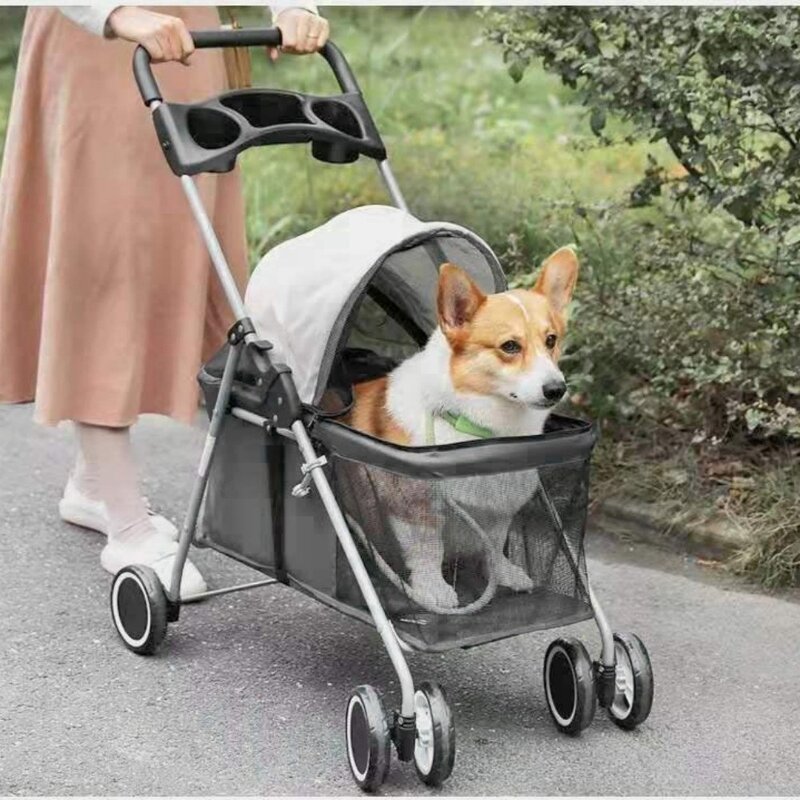 펫이랑 강아지 애견 유모차 개모차 초경량 저상형 원터치폴딩, 마일드 유모차 블루