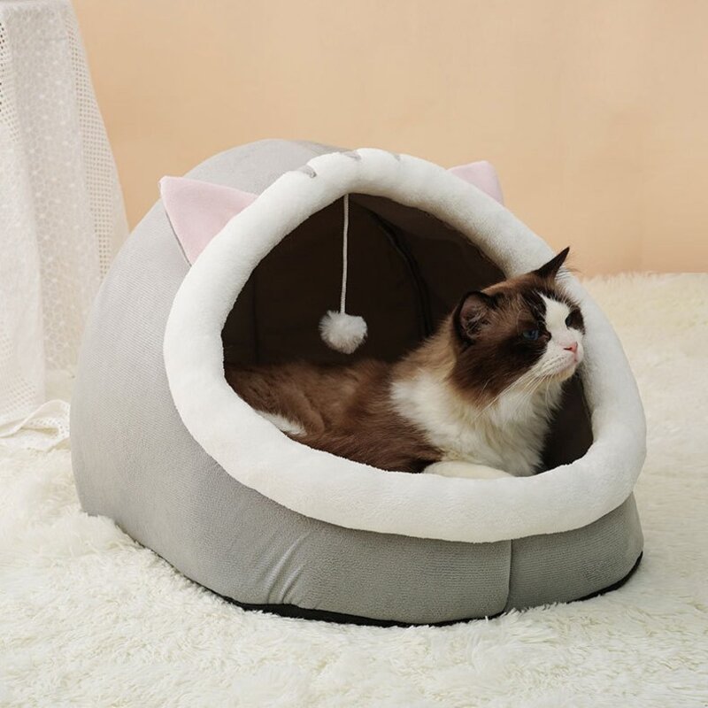 미우프 고양이 숨숨집 강아지 하우스 쿠션 텐트 애견 침대 이불 집 쿠션, 1개