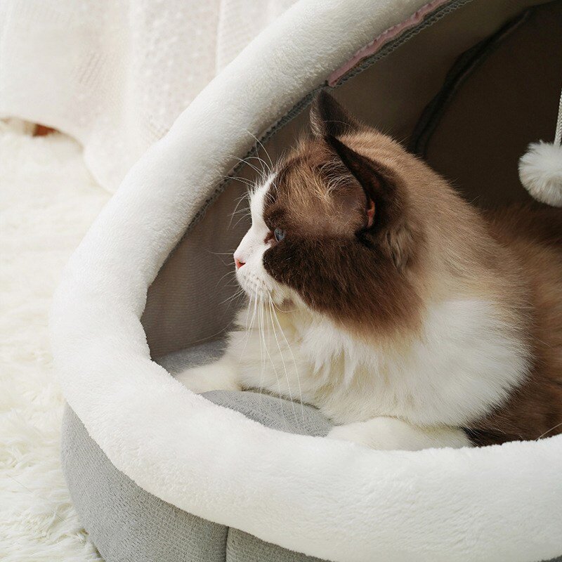 미우프 고양이 숨숨집 강아지 하우스 쿠션 텐트 애견 침대 이불 집 쿠션, 1개
