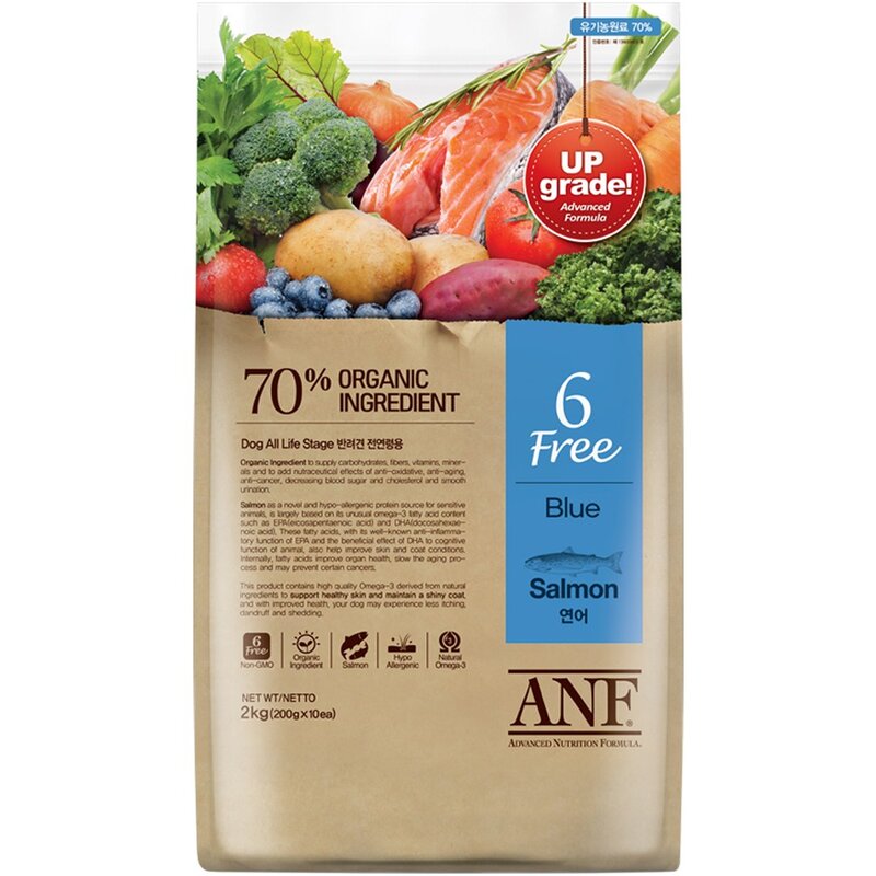 ANF 전연령 식스프리 소고기 건식사료, 소고기+연어, 2kg, 1개