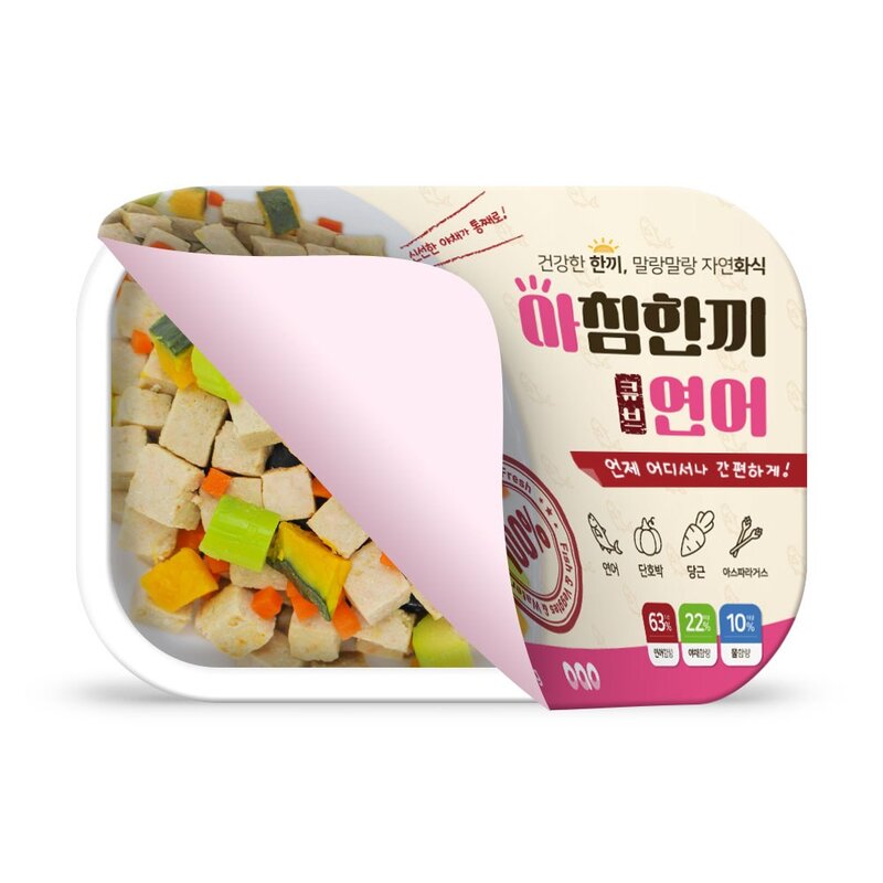 오아오 강아지 전연령용 아침한끼 큐브 연어 습식사료, 70g, 3개