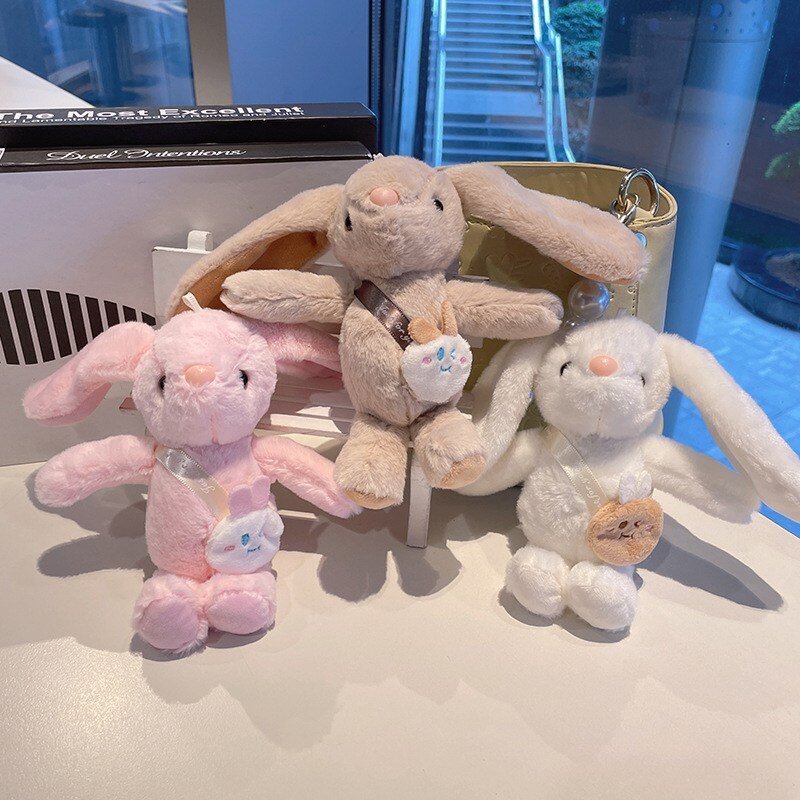 롤링페이퍼 귀여운 보들보들 토끼키링 키홀더 열쇠고리 15cm, 1개, 보들보들 핑크