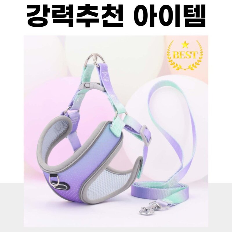 디아쿠아 강아지 고양이 겸용 그라데이션 프리티 하네스+리드줄, 퍼플블루, 1개
