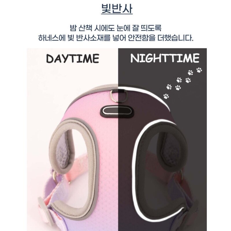 디아쿠아 강아지 고양이 겸용 그라데이션 프리티 하네스+리드줄, 퍼플블루, 1개
