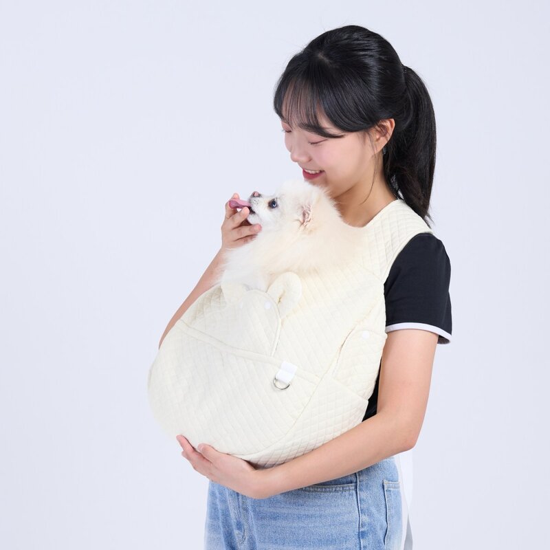 세일지 강아지 포대기 앞가방 편안한 이동가방, 아이보리, 1개