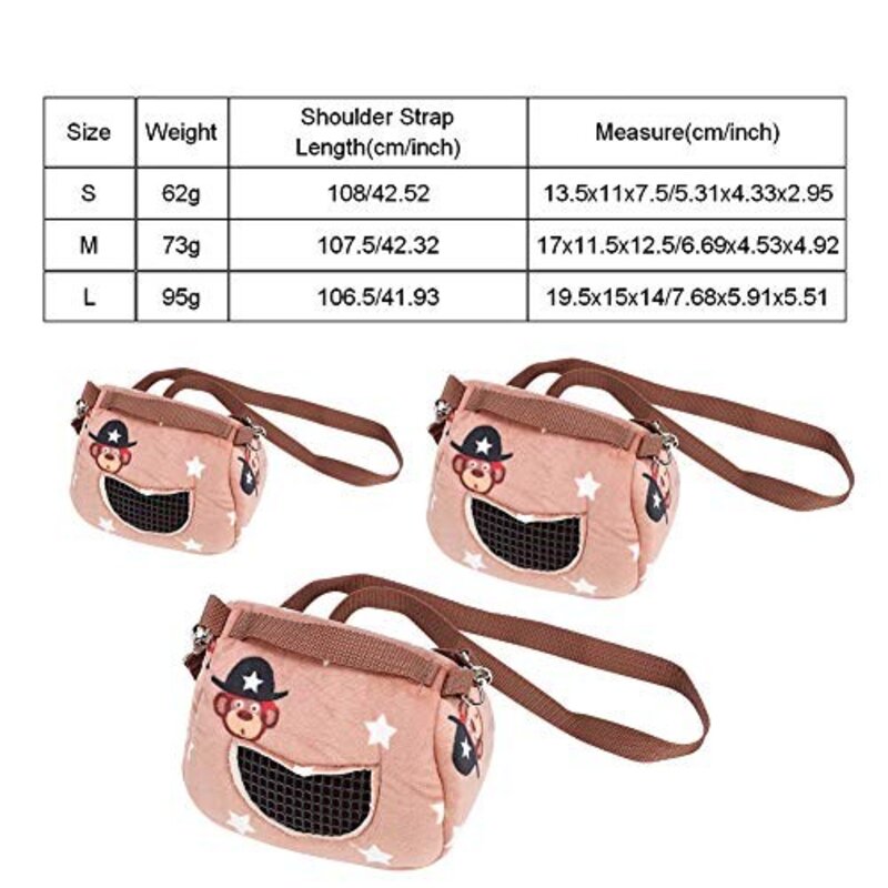 이동장 애완 동물 햄스터 캐리어 커피 flannelette 봉제 햄스터 다람쥐 여행 가방 휴대용 통기성 작은 동물 캐리어 다람쥐 고슴도치 기니피그를위한 나가는 침낭, s, 1개