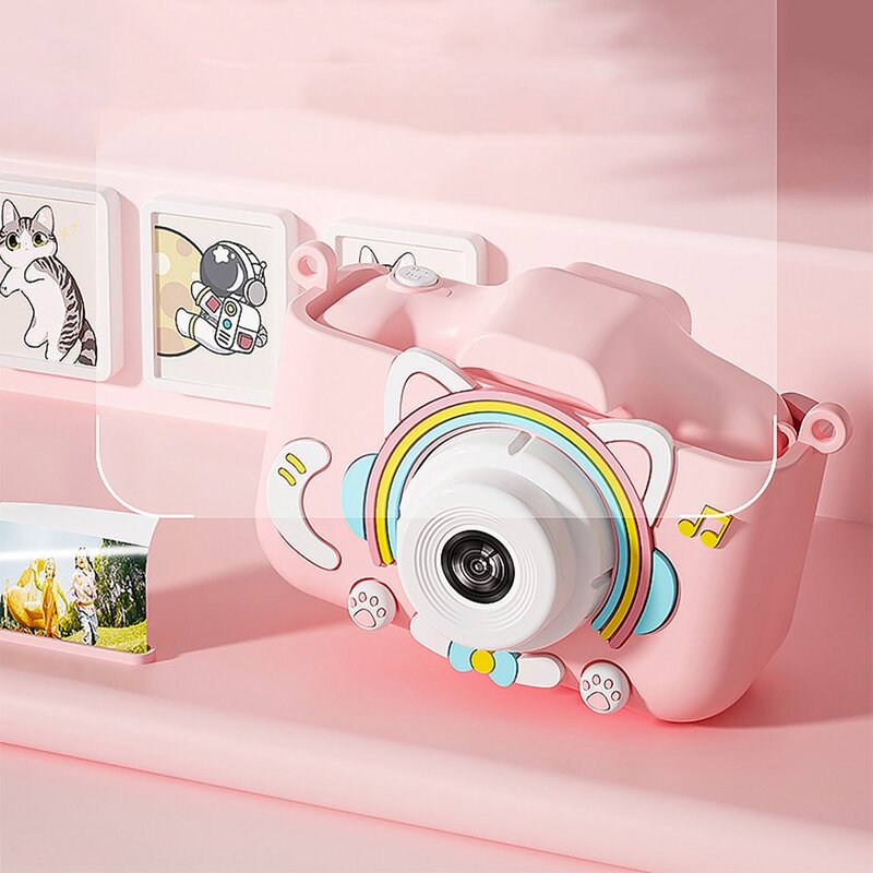 이용 디지털 카메라 고양이 카메라 HD 1080P 사진/동영상 기능 32GB SD 카드 및 USB 카드 리더기 핑크, Pink