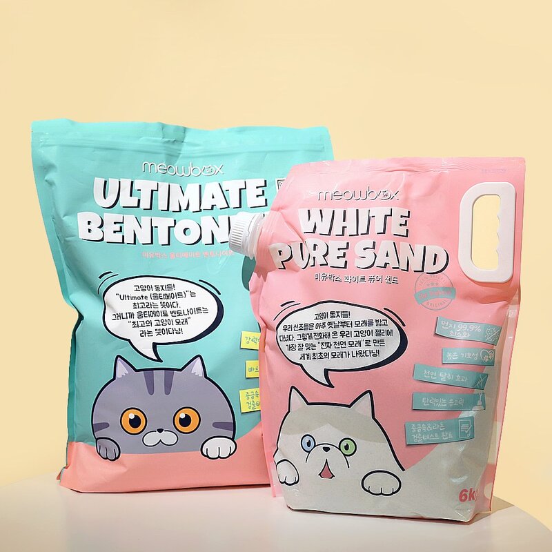 미유박스 고양이모래 화이트 퓨어샌드 6kg+울티메이트 벤토나이트 6.3kg, 1개