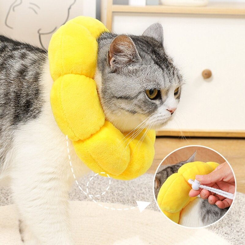 고양이를위한 엘리자베스 칼라 고양이 핥아 피는 증거 개 꽃 칼라 목 상처 보호기 개 부상 회복 칼라, L, 1개