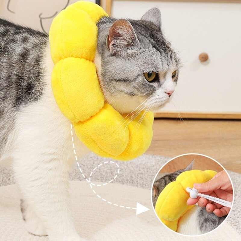 고양이를위한 엘리자베스 칼라 고양이 핥아 피는 증거 개 꽃 칼라 목 상처 보호기 개 부상 회복 칼라, L, 1개