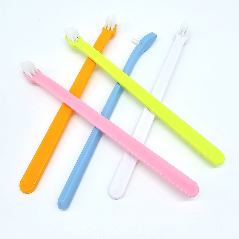 강아지 칫솔 키튼 칫솔 작은 강아지 이빨 청소용 반려동물 칫솔, 랜덤색상 5개, 5개