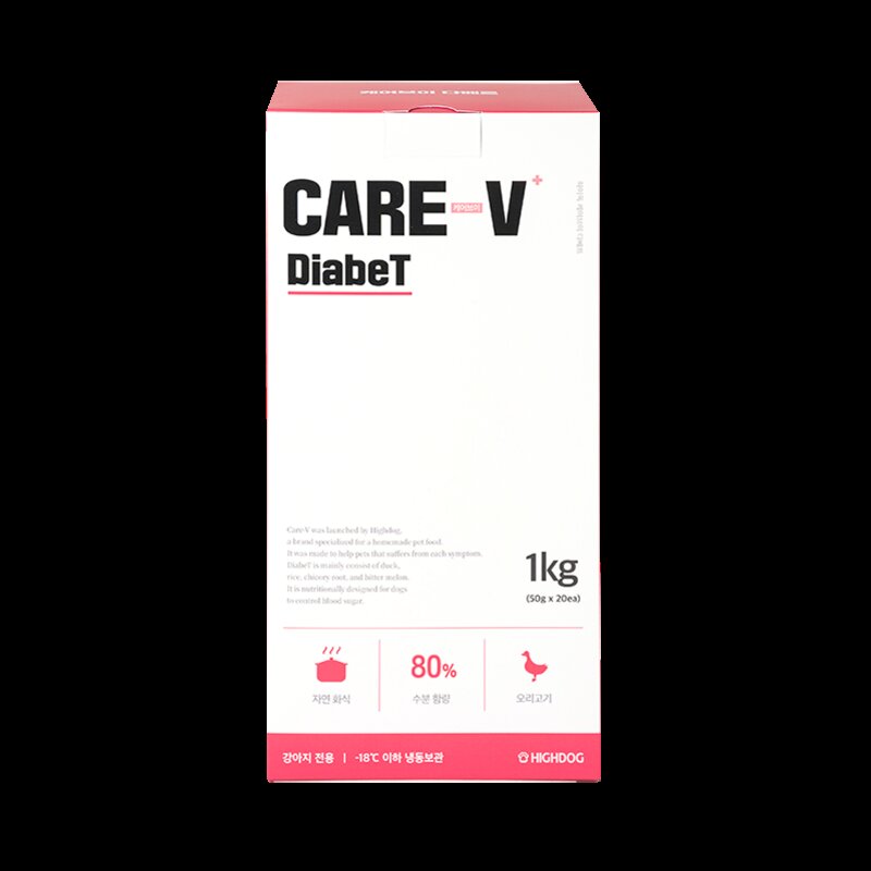 하이독 생후 3개월령 이상 케어브이 다베트 강아지 냉동 화식사료, 오리, 50g, 20개