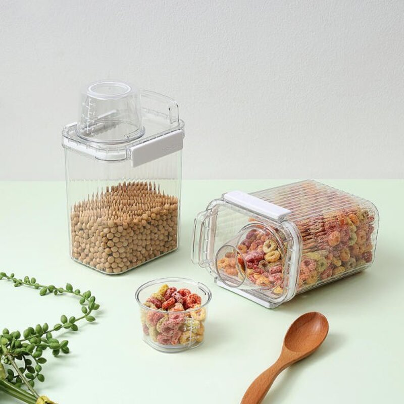 1+1 네오플램 밀폐 잡곡통 미니쌀통 씨리얼 보관용기세트 2p 1300ml, 1세트