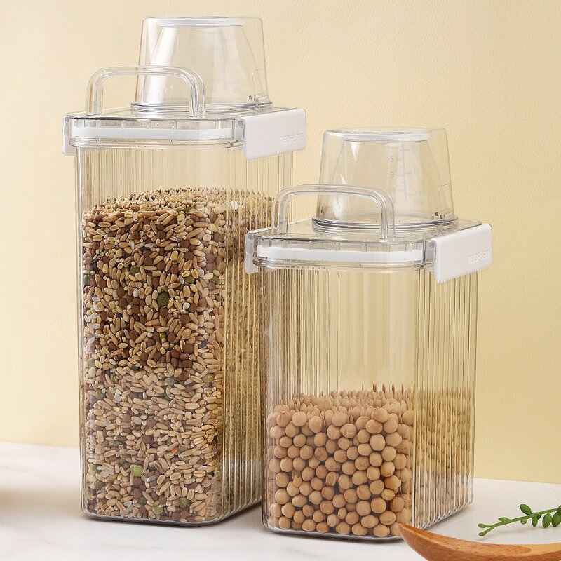 1+1 네오플램 밀폐 잡곡통 미니쌀통 씨리얼 보관용기세트 2p 1300ml, 1세트