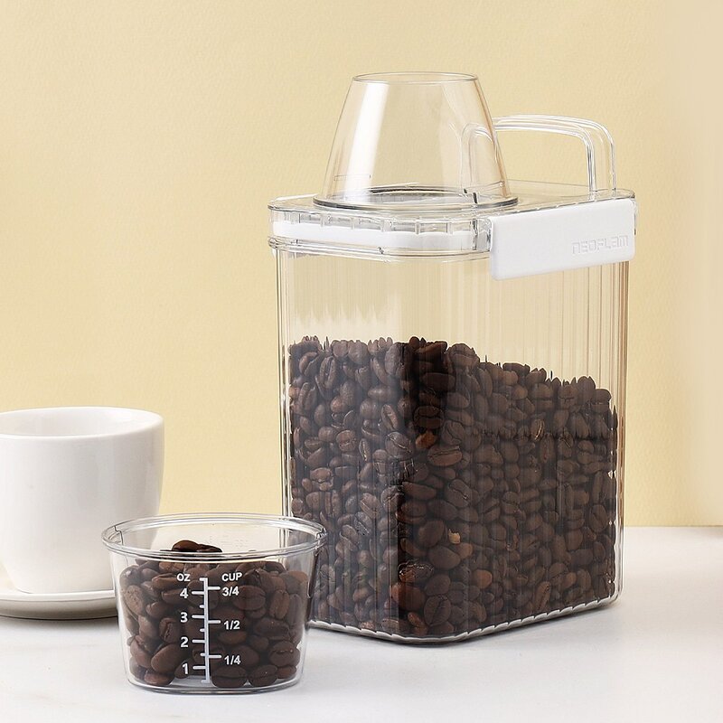 1+1 네오플램 밀폐 잡곡통 미니쌀통 씨리얼 보관용기세트 2p 1300ml, 1세트