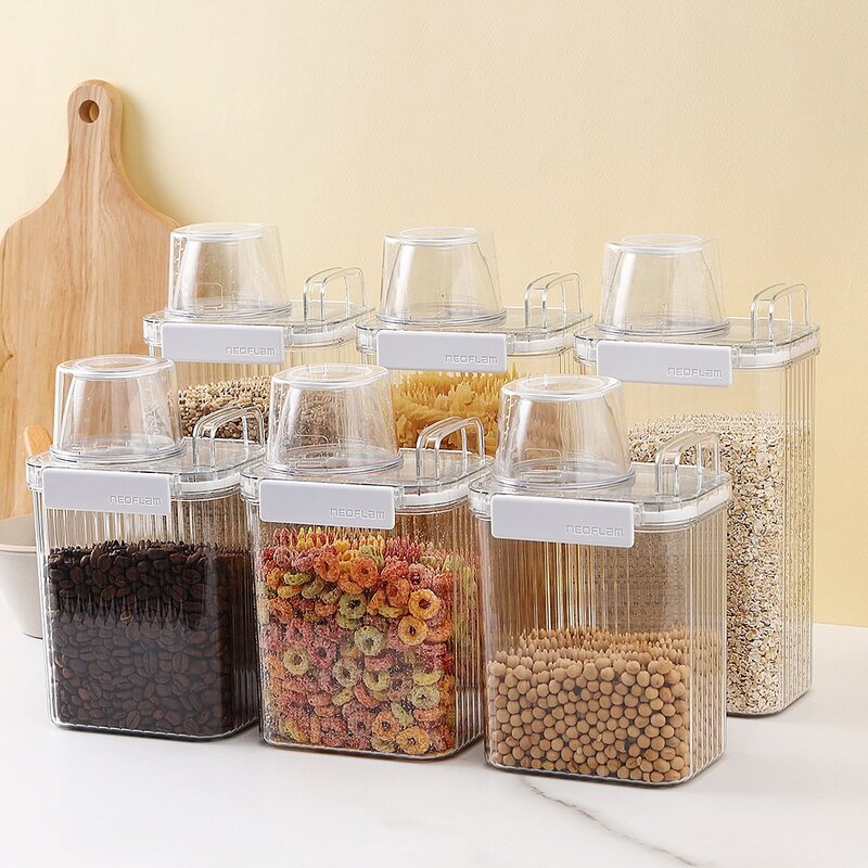 1+1 네오플램 밀폐 잡곡통 미니쌀통 씨리얼 보관용기세트 2p 1300ml, 1세트