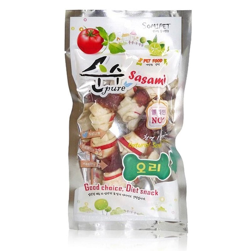 (10 세트) 강아지 애완견 간식 개껌 오리 사사미 껌 5P