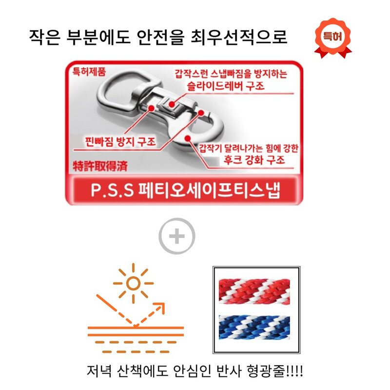 페티오 강아지 리드줄 반사형광 산책 - 심플 & 세련된 베이직플러스 스파이럴 리드줄 10mm -, 블루