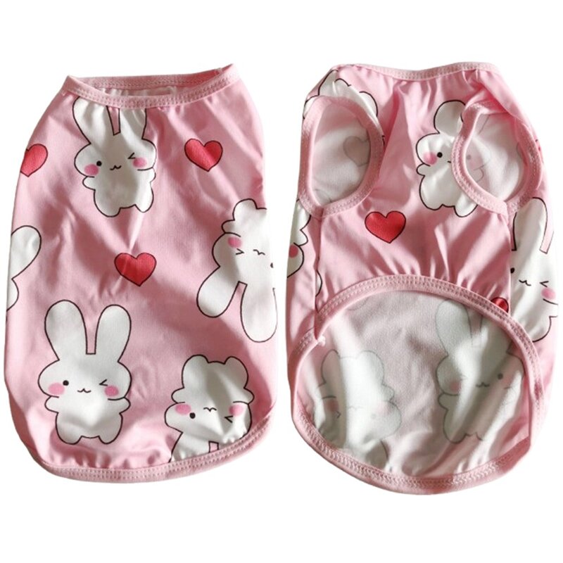 버닝오스 강아지옷 귀여운 하트 무늬 고양이 티셔츠, 핑크 XL, 1개