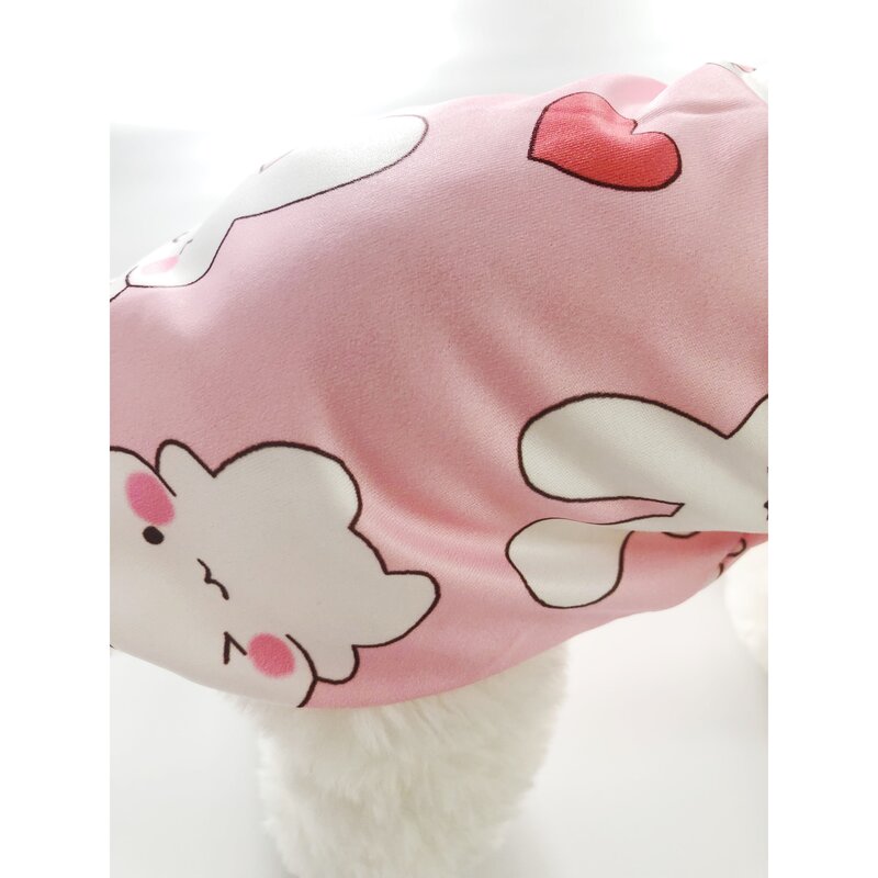 버닝오스 강아지옷 귀여운 하트 무늬 고양이 티셔츠, 핑크 XL, 1개