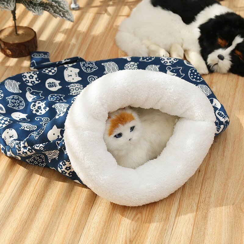 캐티콘 고양이 겨울 방석 슬리핑백, 1개