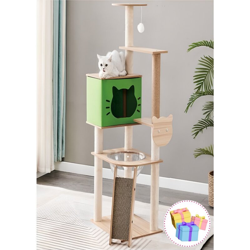 어썸에스 캣타워 6단 7단 고양이 캣폴 숨숨 집 뚱냥이 대형 장난감, 6단브라운, 1개