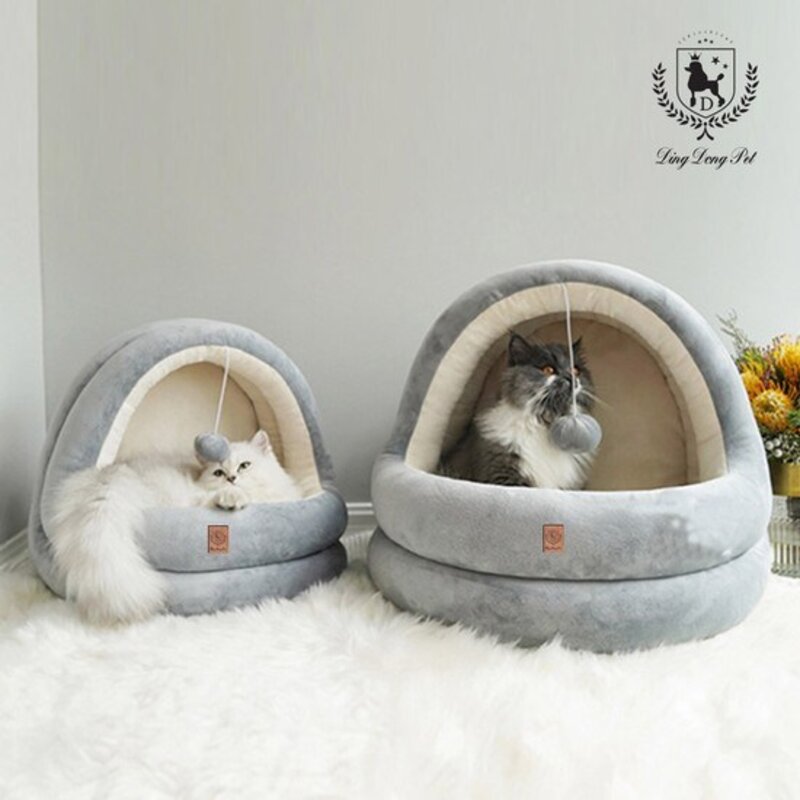 아서아리 고양이 하우스 강아지 숨숨집 동굴 침대 둥지 하우스, 흰색