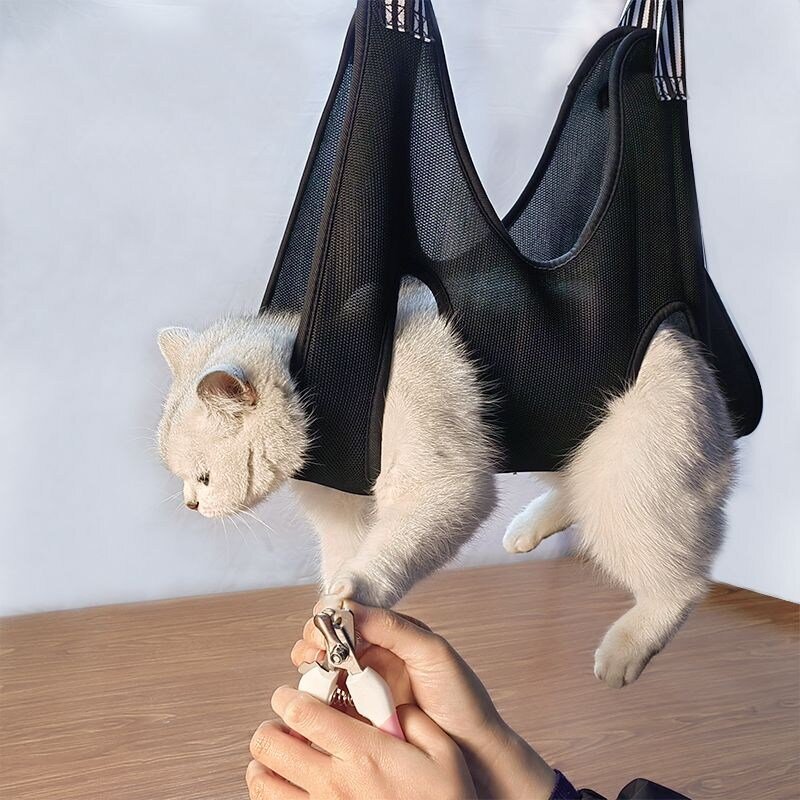 고양이 미용해먹 반려견 애견 미용 거치대, M (약 10-15kg 적합), 블랙 레드+후크 2개