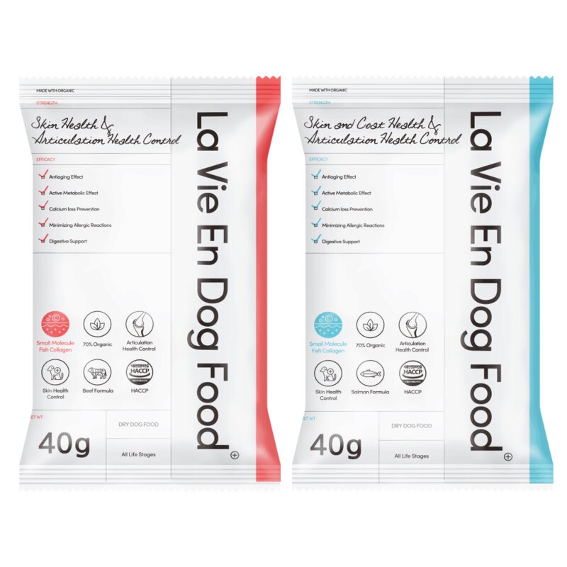 라비앙독 가수분해 연어 소고기 피부&관절 저분자피쉬콜라겐 유기농 사료 샘플, 40g, 5개, 가수분해 소