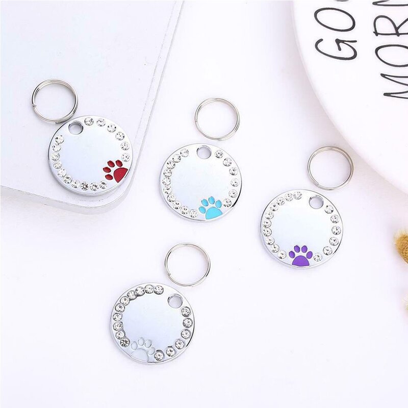 강아지 고양이 반려동물 애견 애묘 인식표 이름표 목걸이 네임태그 발바닥 자국, 핑크, O형고리, 1개