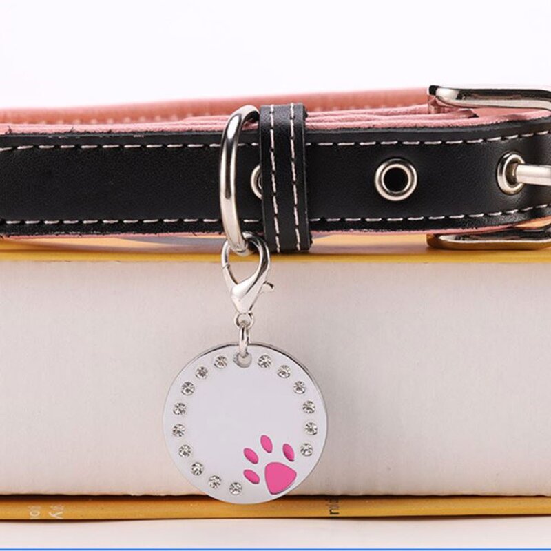 강아지 고양이 반려동물 애견 애묘 인식표 이름표 목걸이 네임태그 발바닥 자국, 핑크, O형고리, 1개