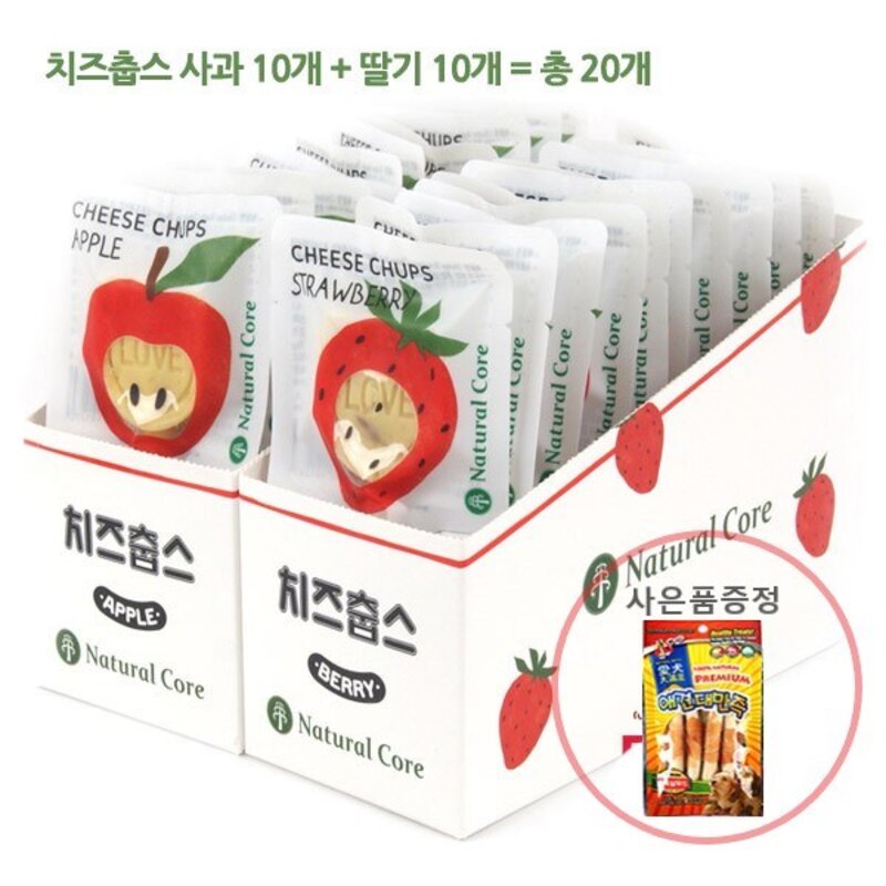 네츄럴코어 치즈춥스 2종혼합 + 만도 스페셜푸드4p 1개증정, 1개, 사과 10p + 딸기 10p, 16g