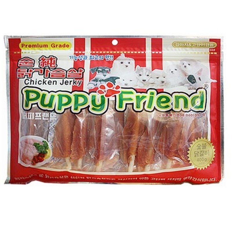퍼피프랜드 강아지 고양이 간식 사사미 400g, 숯붗 + 젤리꽈배기 혼합맛, 3개
