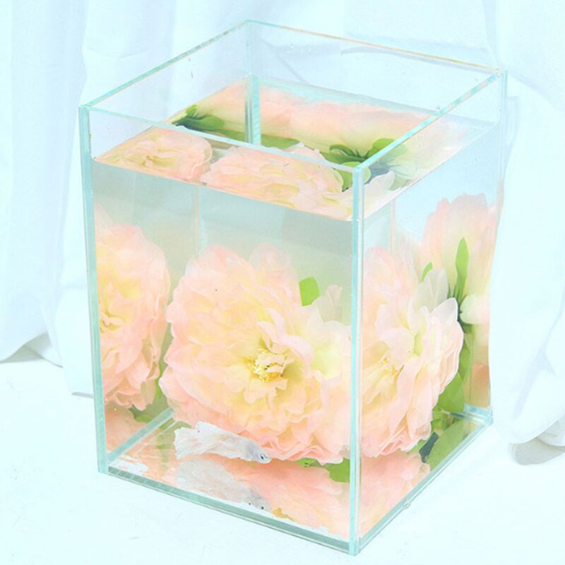 미미네아쿠아 베타 실크 플라워 베드 연핑크 수조장식 14 x 14 cm 3개