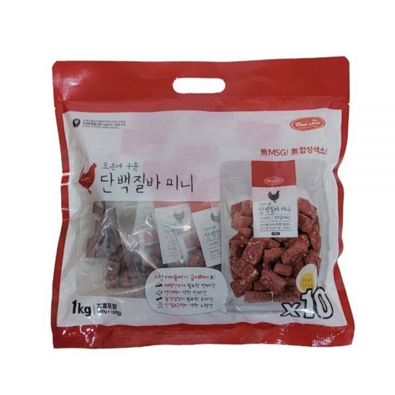 바우와우 애견용 단백질바 100g X 10개입 베이컨맛 애견 간식, 100g, 10개